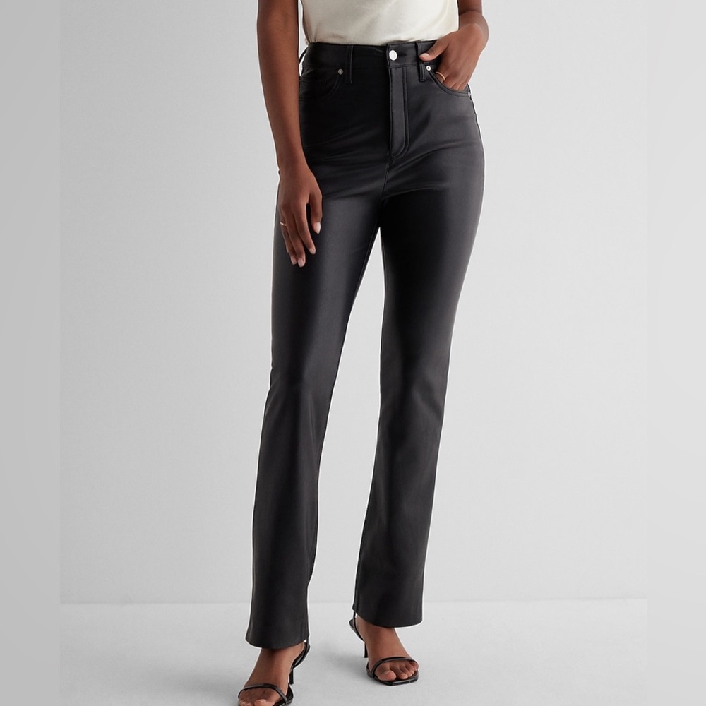 Express Super High Waisted Faux Leather ‘90s Slim Pant